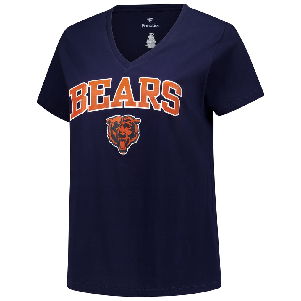 Fanatics Chicago Bears Women's Navy Plus Size Arch Over Logo V-Neck T-Shirt