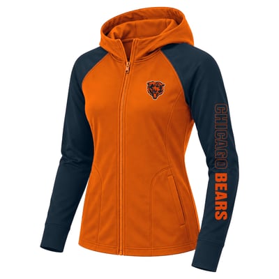 Chicago Bears Fanatics Women's Plus Size Cornerback Blitz Full-Zip Hoodie - Orange/Navy