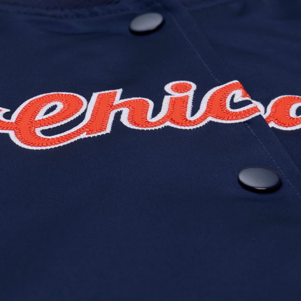  Chicago Bears Mitchell & Ness Women's Full-Snap Satin Jacket - Navy