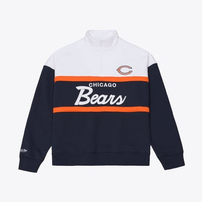  Chicago Bears Mitchell & Ness Women's Head Coach Quarter-Zip Pullover - Navy