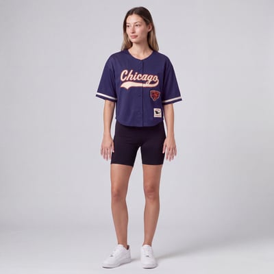 Chicago Bears Mitchell & Ness Women's Retro Roots Baseball Jersey - Navy