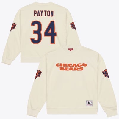 Walter Payton Chicago Bears Mitchell & Ness Women's Retired Legend Name & Number Crewneck Sweatshirt - Cream

