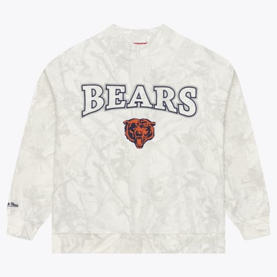 Chicago Bears Mitchell & Ness Women's Ghosted Fleece Mockneck Crew Mock Neck Pullover - White