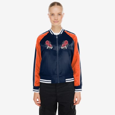 Chicago Bears New Era Women's Lifestyle Satin Jacket - Navy