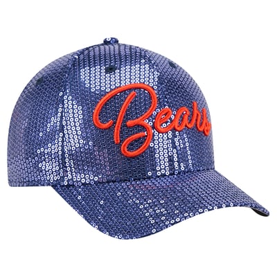 Chicago Bears New Era Women's Sequin Script 9FORTY M-Crown Adjustable Hat - Navy