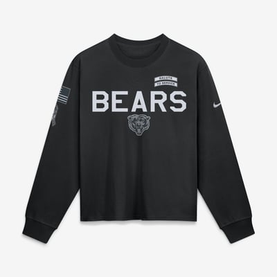  Chicago Bears Nike Women's 2026 Salute to Service Sideline Long Sleeve T-Shirt - Black