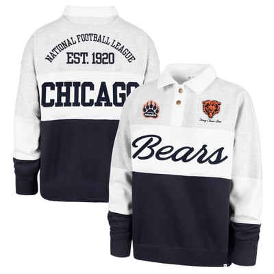 Chicago Bears Stoney Clover Lane x '47 Women's Cursive Paneled Rugby Fleece Shirt - Gray/Navy