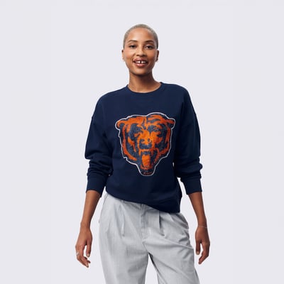  Chicago Bears Terez Women's Gemstone Logo Crew - Navy