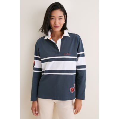 Chicago Bears Tuckernuck Women's Rugby Long Sleeve Polo - Navy