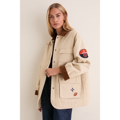 Chicago Bears Tuckernuck Women's Full-Snap Barn Jacket - Stone