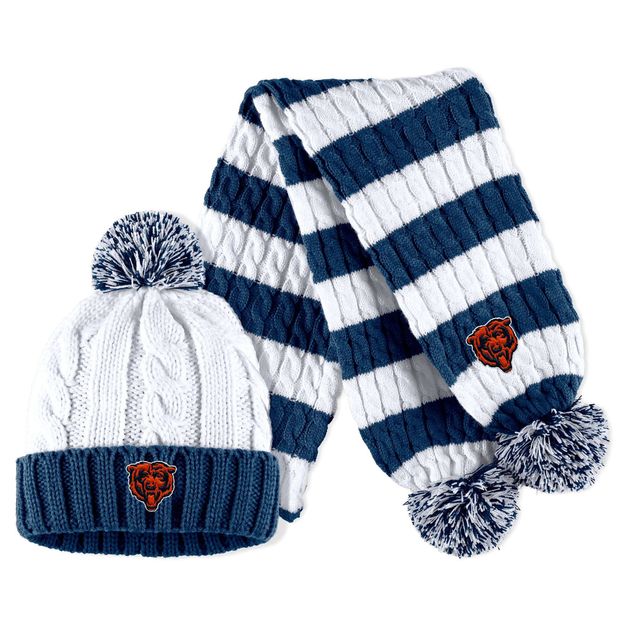 Chicago Bears Stocking Hat Cowl Scarf Set Oranhe Blue White Fan Day Wear UNISEX Chicago Bears Stunning Skylines Hat Kit | Stunning String Studio main image 2