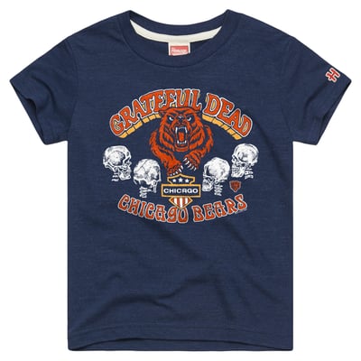  Chicago Bears Homage Youth NFL x Grateful Dead Tri-Blend T-Shirt - Navy