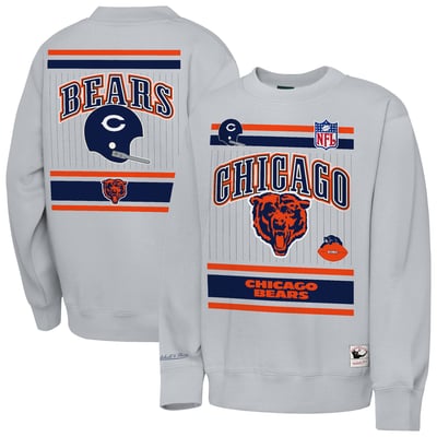  Chicago Bears Mitchell & Ness Youth Maxxed Out Fleece Fleece Crew Sweatshirt - Heather Gray