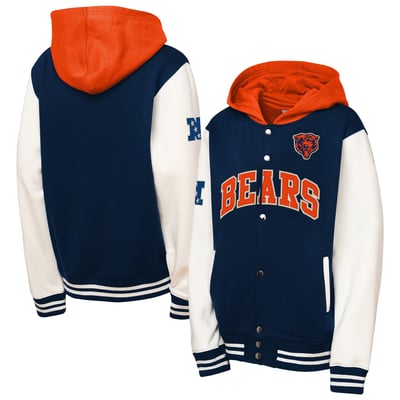 Chicago Bears Mitchell & Ness Youth Court Side Fleece Full Snap Jacket - Navy
