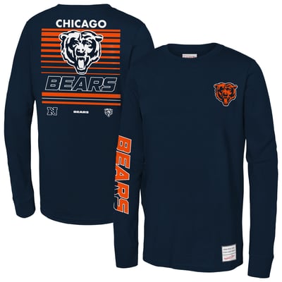 Chicago Bears Mitchell & Ness Youth Triple Play Long Sleeve T-Shirt - Navy