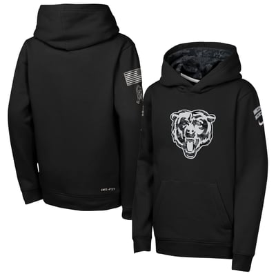  Chicago Bears Nike Youth 2026 Salute to Service Club Fleece Pullover Hoodie  - Black
