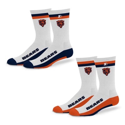 Chicago Bears Starter Youth Starter Stripe Top End Two-Pack Crew Socks Set - White
