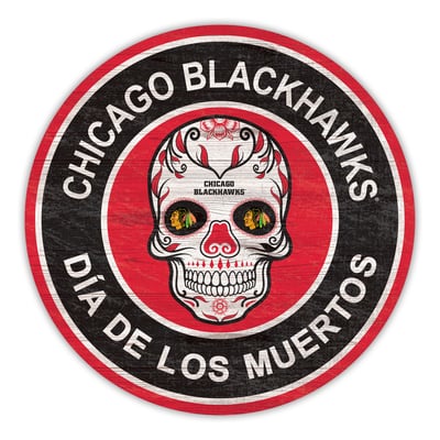 Chicago Blackhawks 12" Sugar Skull Circle Sign