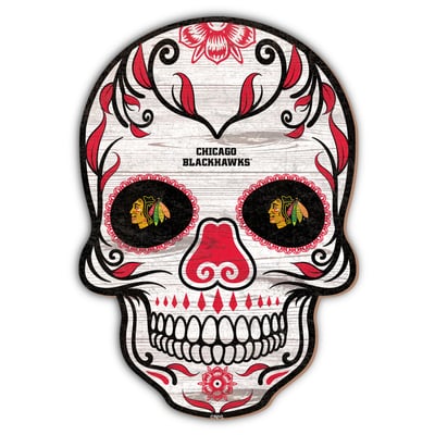 Chicago Blackhawks 12'' Sugar Skull Sign