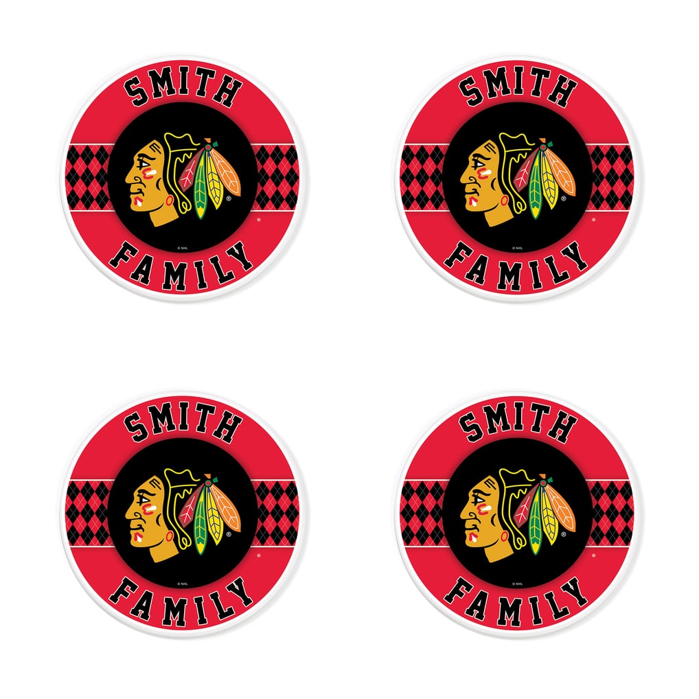 Chicago Blackhawks 4" Personalized Circular Coasters 4-Pack Set