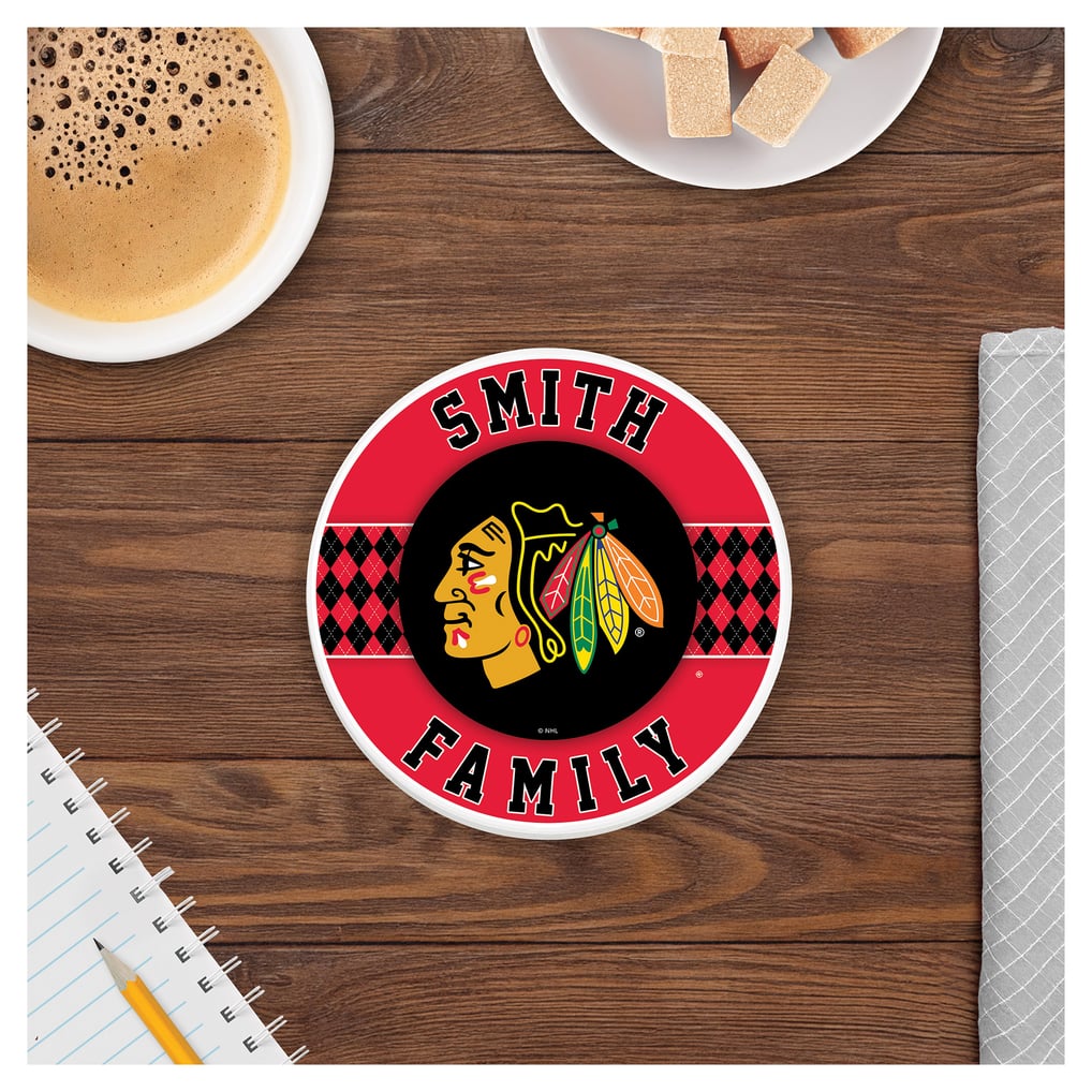 Chicago Blackhawks 4" Personalized Circular Coasters 4-Pack Set