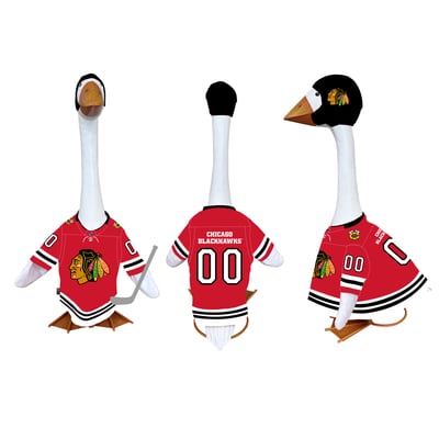 Chicago Blackhawks Gameday Porch Goose Statue & Team Uniform Set