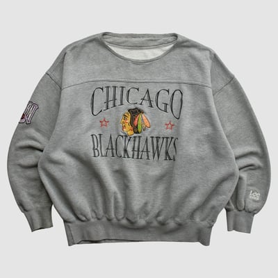 Chicago Blackhawks Lee Apparel 90s Pullover Sweatshirt - Heather Gray - 3XL by Fanatics Real Vintage