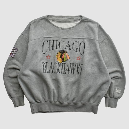 Chicago Blackhawks Lee Apparel 90s Pullover Sweatshirt - Heather Gray - 3XL by Fanatics Real Vintage