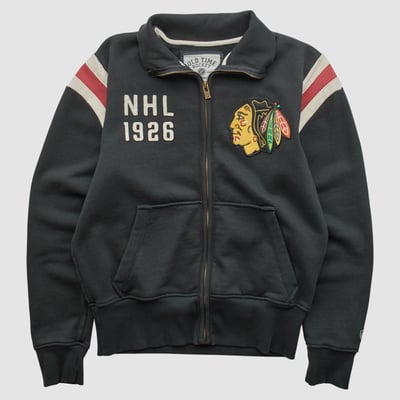 Chicago Blackhawks Old Time Hockey 2010s Full Zip Jacket - Black - S by Fanatics Real Vintage