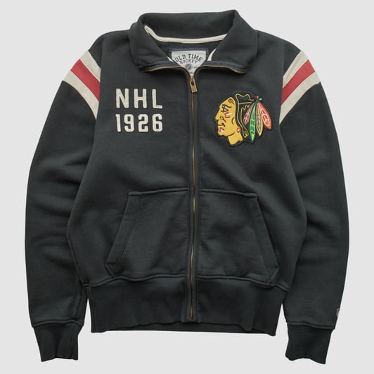 Chicago Blackhawks Old Time Hockey 2010s Full Zip Jacket - Black - S by Fanatics Real Vintage