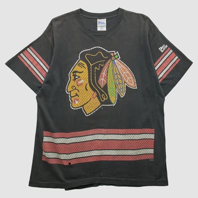 Chicago Blackhawks Pro Player 90s T-shirt - Black - L by Fanatics Real Vintage