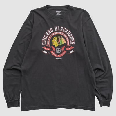 Chicago Blackhawks Reebok 2000s Long Sleeve T-shirt - Black - L by Fanatics Real Vintage