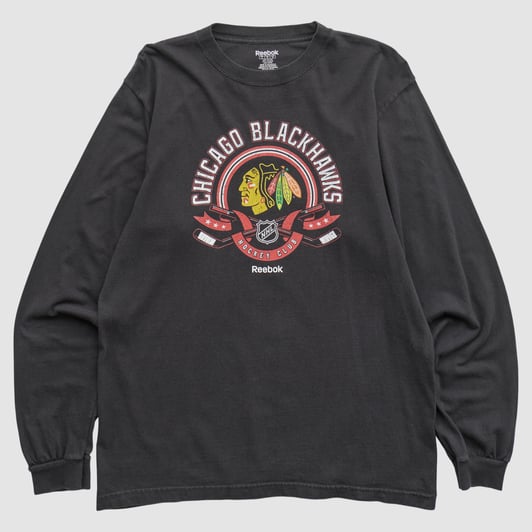 Chicago Blackhawks Reebok 2000s Long Sleeve T-shirt - Black - L by Fanatics Real Vintage