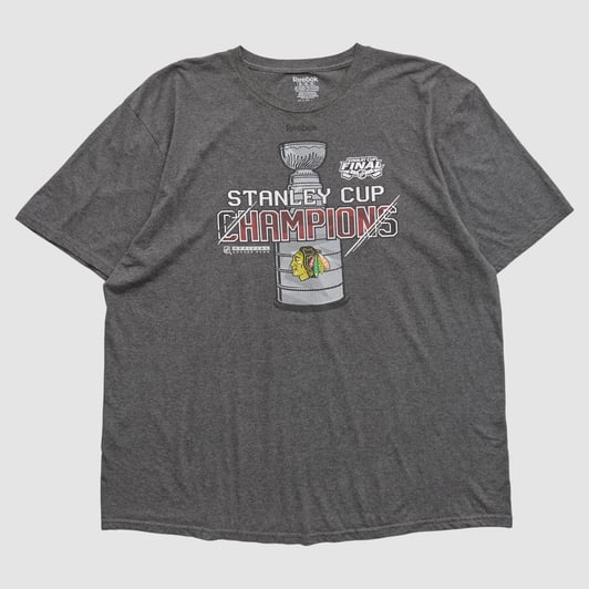 Chicago Blackhawks Reebok 2015 T-shirt - Dark Heather Gray - 2XL by Fanatics Real Vintage