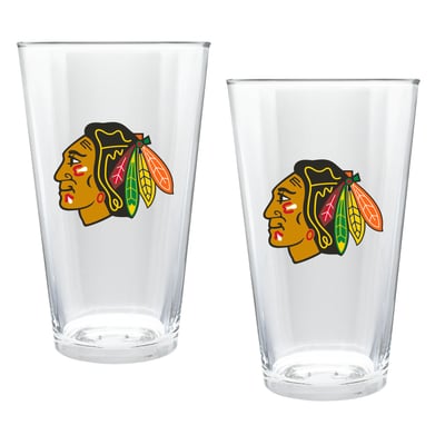 Chicago Blackhawks Two-Piece 16oz. Double Play Pint Glass Set