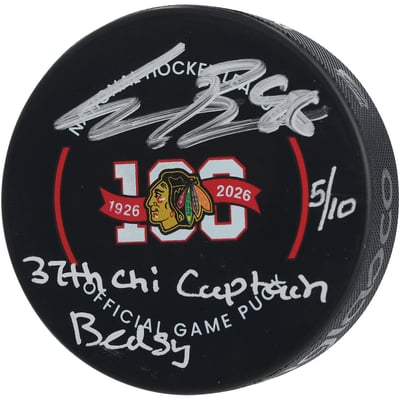 Connor Bedard Chicago Blackhawks Autographed Fanatics Authentic 100th Anniversary Official Game Puck with Multiple Inscriptions - Limited Edition of 10
