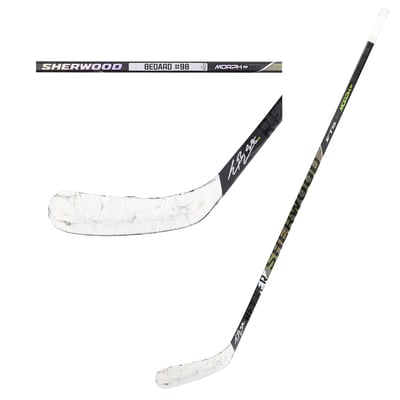 Connor Bedard Chicago Blackhawks Autographed Fanatics Authentic Game-Used Black Sherwood Stick from the 2025-26 NHL Season - NF70456726