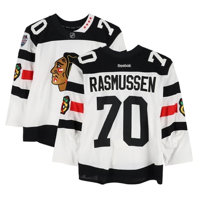 Dennis Rasmussen Chicago Blackhawks Fanatics Authentic Practice-Used #70 White Jersey vs. Minnesota Wild on February 21, 2016 