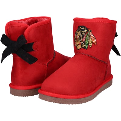  Chicago Blackhawks FABGATING by Cuce Girls Youth Low Team Ribbon Boots - Red