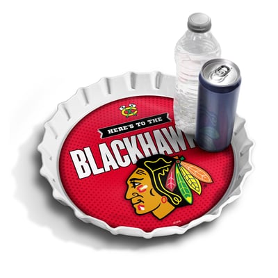Chicago Blackhawks IDNA 13" Bottle Cap Serving Tray