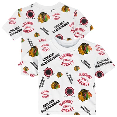 Chicago Blackhawks Outerstuff Infant Run Down Allover Print T-Shirt - White