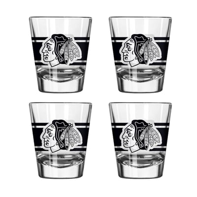 Chicago Blackhawks Logo Brands Four-Piece Stripe Shot Glass Set