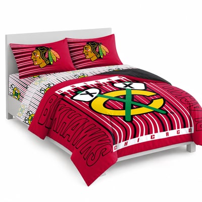 Logo Brands Chicago Blackhawks Momentum Bed In A Bag - Queen