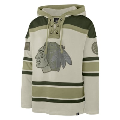 Chicago Blackhawks '47 OHT Military Appreciation Lacer Hoodie - Beige
