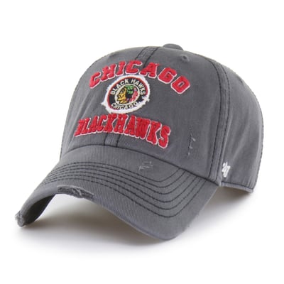 Chicago Blackhawks '47 Seymoore Distressed Applique Clean Up Adjustable Hat - Black