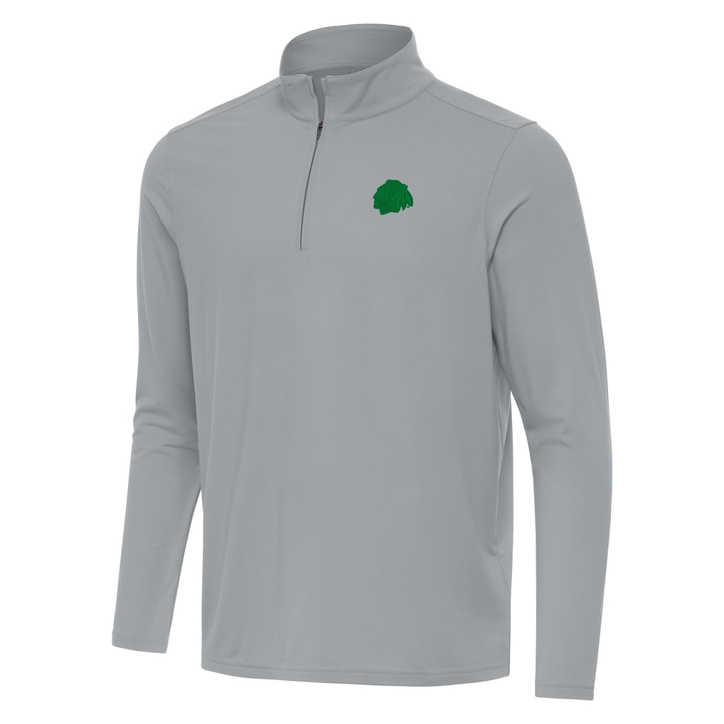  Chicago Blackhawks Antigua St. Patrick Intent Quarter-Zip Pullover Top - Gray