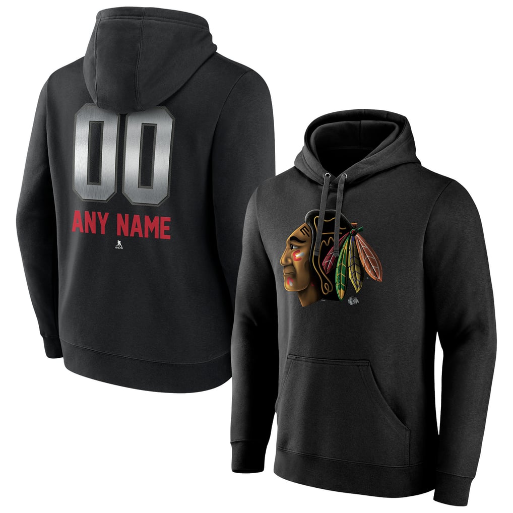 Chicago Blackhawks Personalized Midnight Mascot Logo Pullover Hoodie - Black