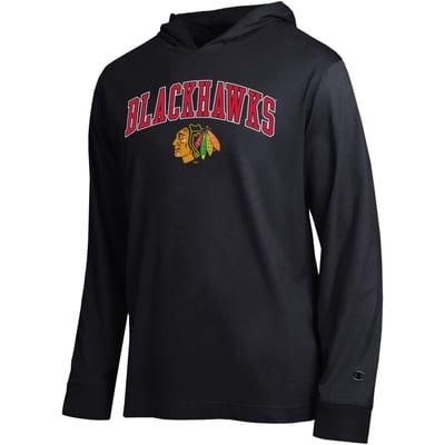 Chicago Blackhawks Champion All-Star Lightweight Hooded Long Sleeve T-Shirt - Black