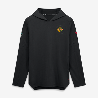 Chicago Blackhawks Fanatics Authentic Pro Train Lightweight Hoodie - Black