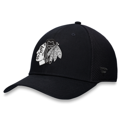  Chicago Blackhawks Fanatics Tonal Meshback Stretch Hat - Black